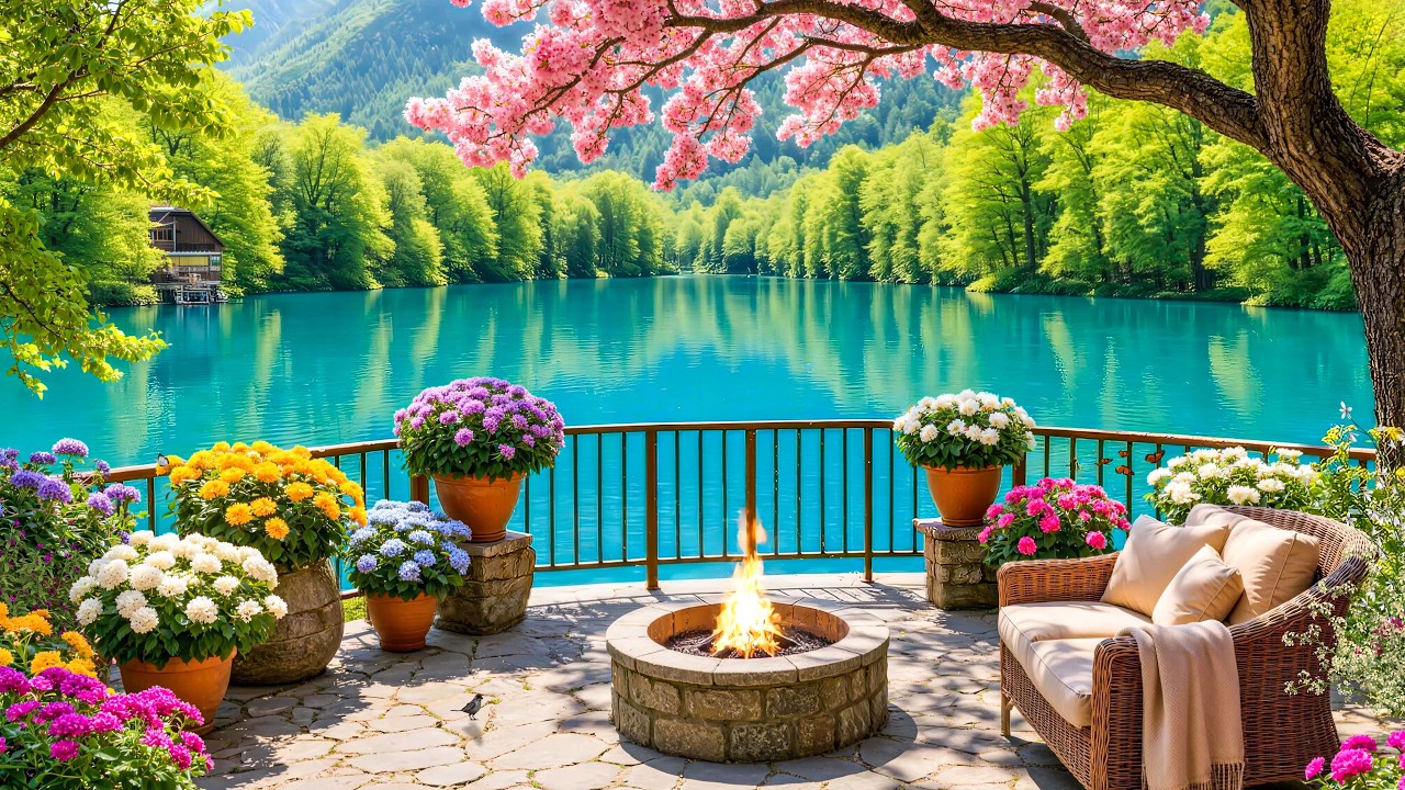 Gentle Spring with Lake View 🌿 Calm Piano Music & Ambient Nature Sounds for Relax & Focus
