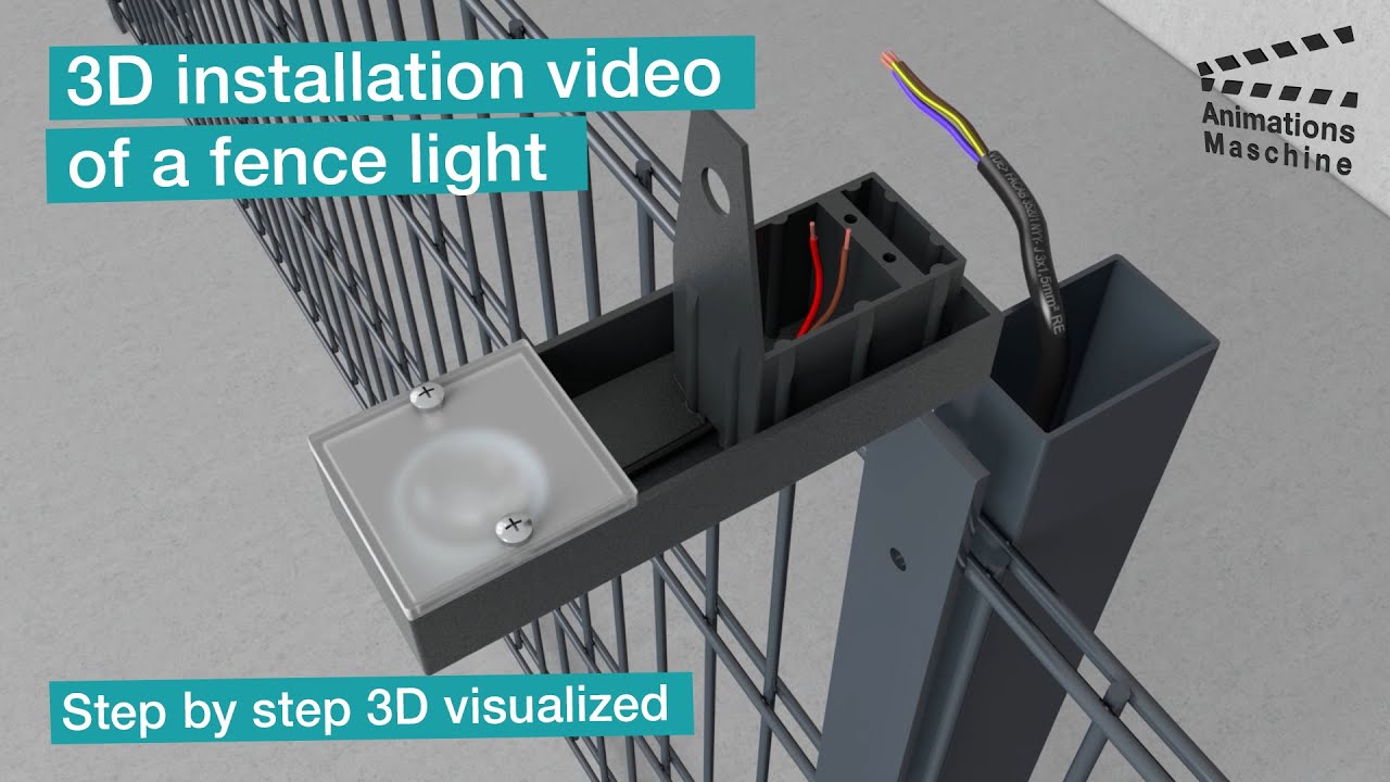 3D assembly video of a fence light