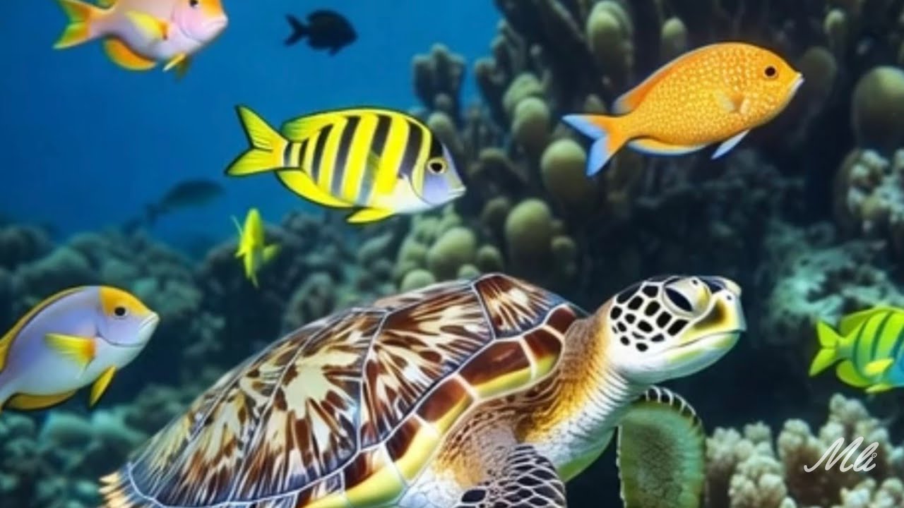 海底景觀 海龜與熱帶魚 #海底世界 #海龜 #熱帶魚 #珊瑚 