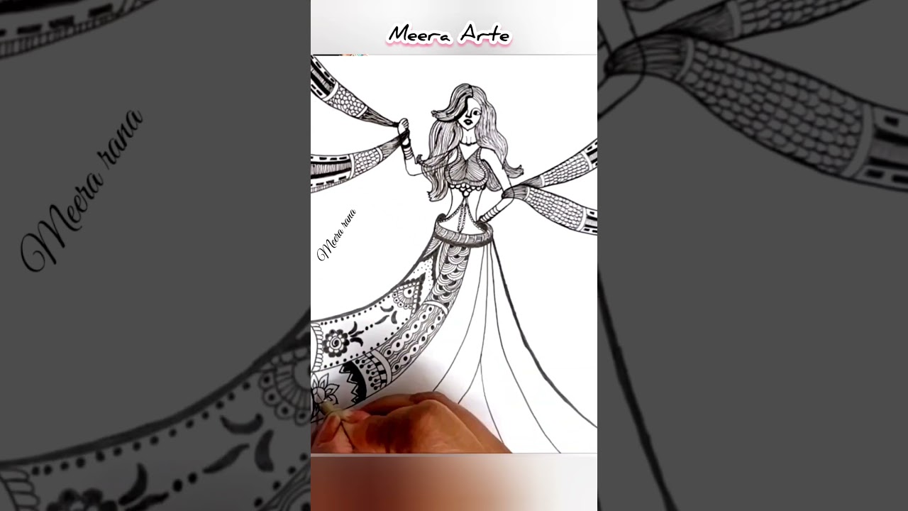 mandala girl #art #shorts #doodleart #dress #howtodraw