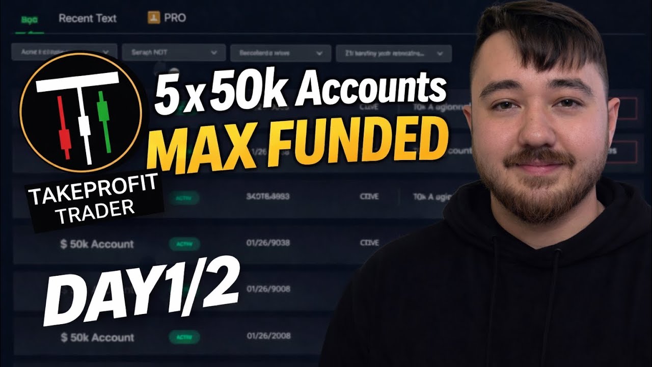 День 1/2 - Получение максимального финансирования с помощью TakeProfitTrader: 5 счетов по 50 000 ...