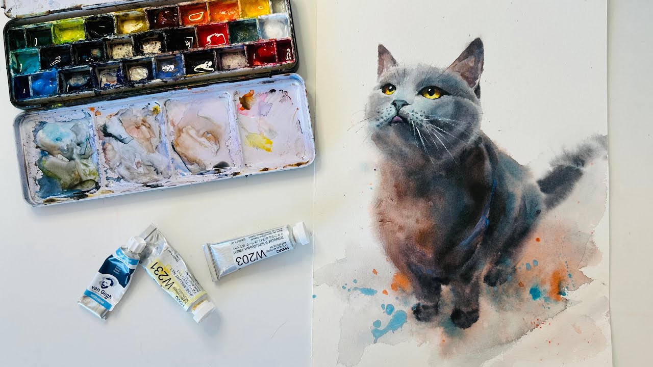 Making a Cat Portrait for My Fan: Grey British Shorthair Cat