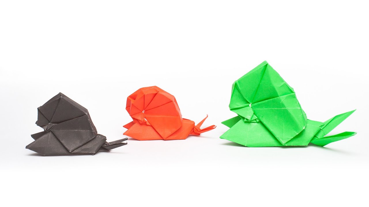 วิธีพับกระดาษเป็นรูปหอยทาก Origami Snail