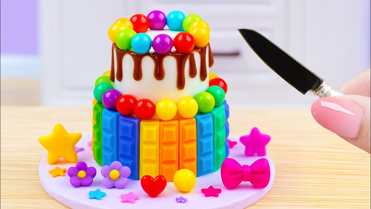 Mini Rainbow Chocolate Cake 🌈 Satisfying & Cute Chocolate Decorating | D -Mini Cakes