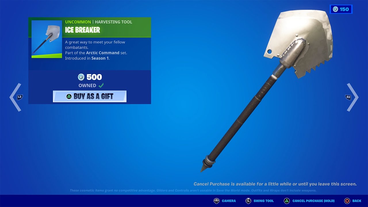 Buying the Ice Breaker Pickaxe in 2022 Fortnite Battle royale...