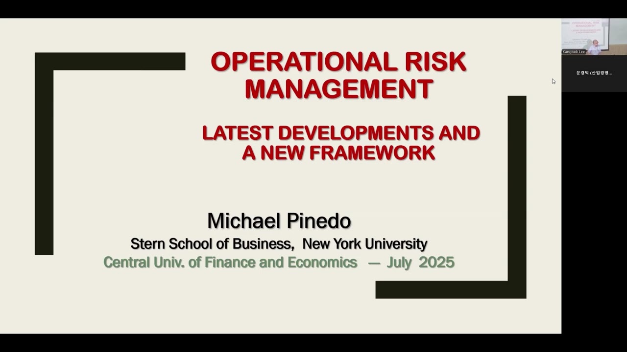 [2025 Seminar] Introduction to Risk Management in Financial Services (Prof. Michael Pinedo)