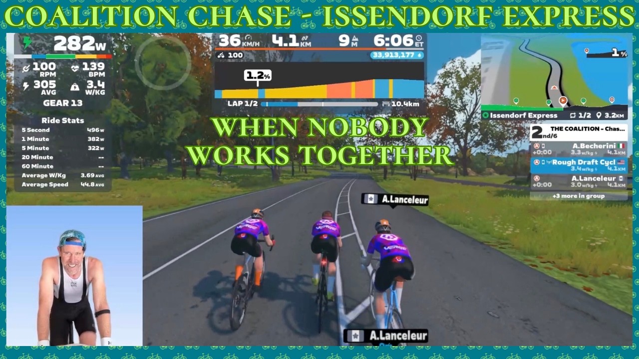 В гонке Zwift Chase Race каждый сам за себя — поэтому я и отправил её.