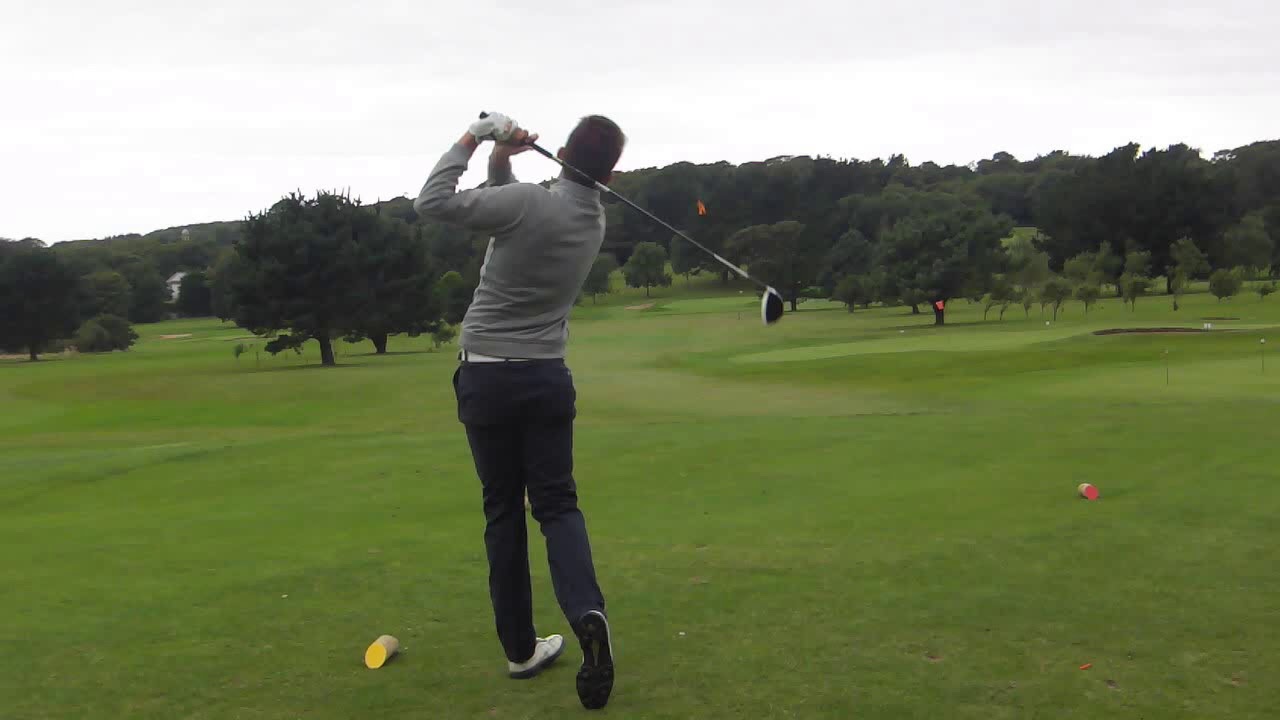 Harry Hall on the first tee at Tehidy