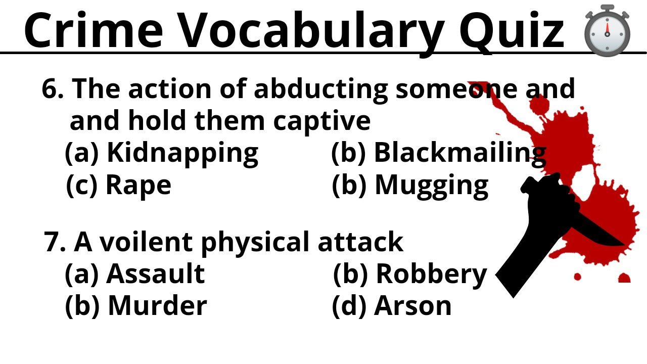 Crime vocabulary quiz 🗡️🔫🕵️ | English vocabulary test | Engquizz