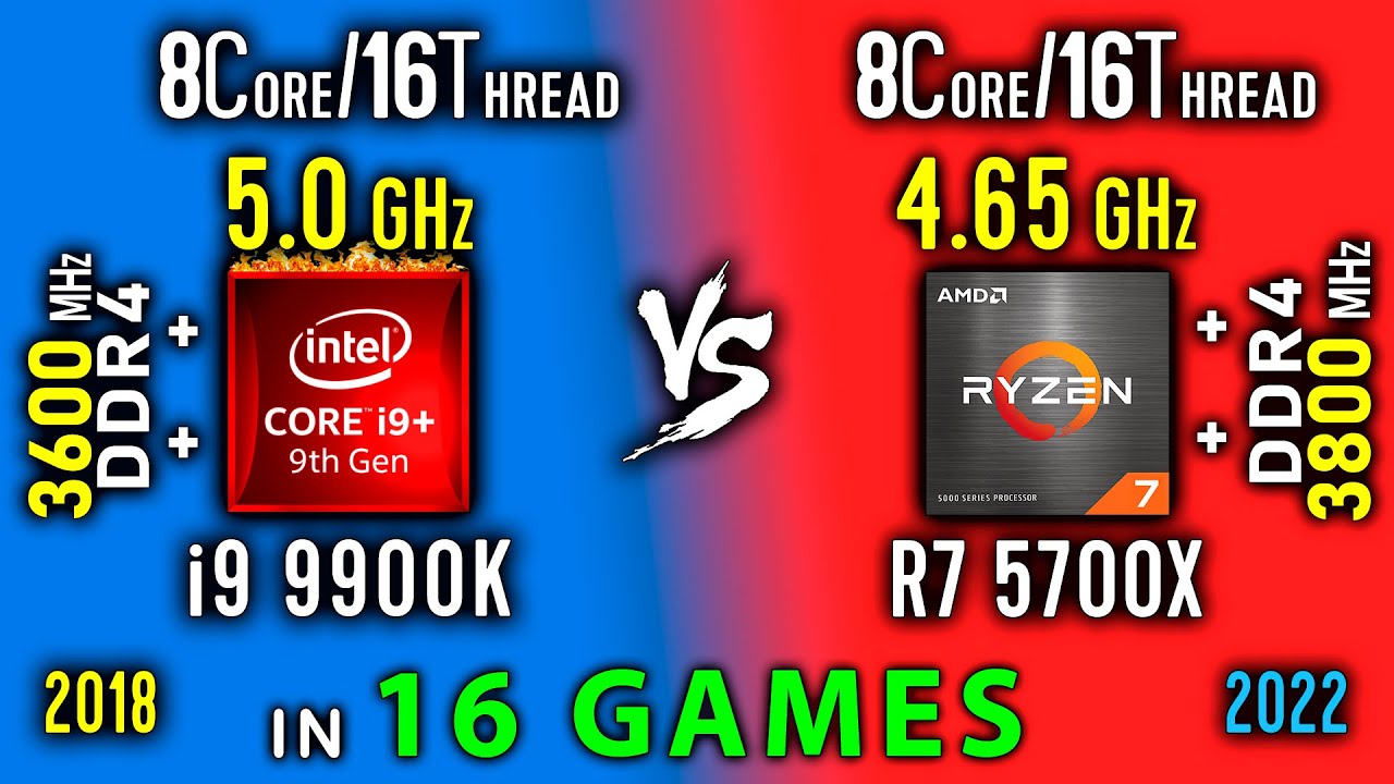 Core i9 9900K vs Ryzen 7 5700X Test in 16 Games | i9 9900K OC vs R7 5700X + Thermal Power Efficiency