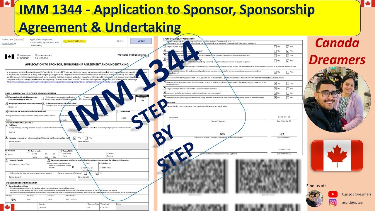 IMM 1344 — Заявление спонсору, спонсорское соглашение и обязательство