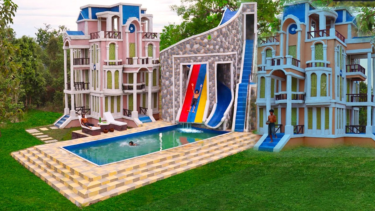 [Full Video]Building Creative Modern Water Slide Park To Swimming Pool & Villa Design In Forest