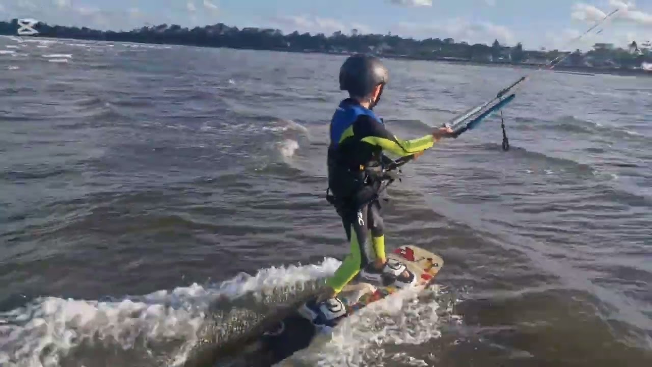 8 Year Old kid kiteboarding in Australia