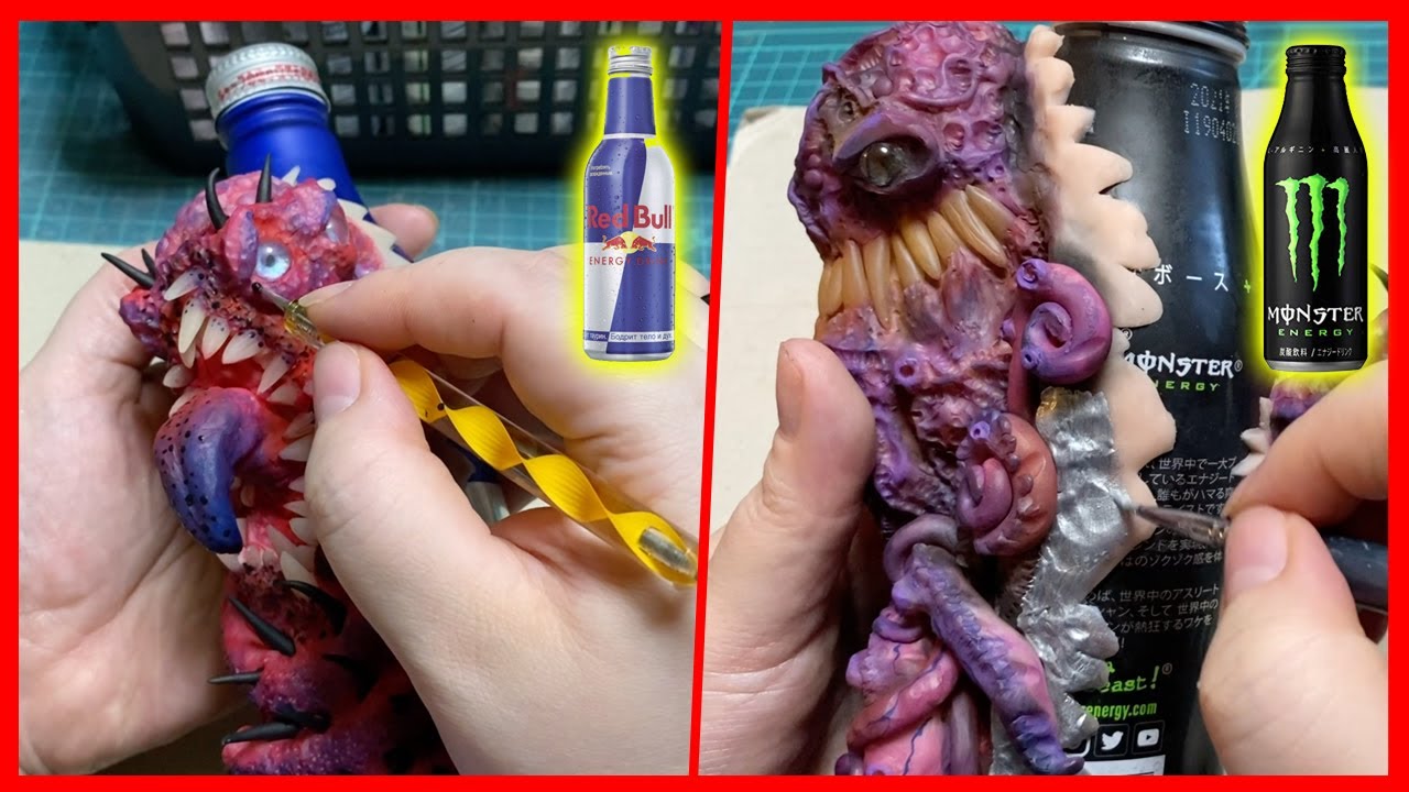 Transforming a Monster & Red Bull can into little monsters