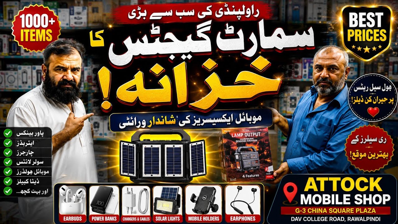 Rawalpndi Biggest Smart Gadgets & Mobile Accessories Wholesale shop - Attock Mobile Shop Review 2026
