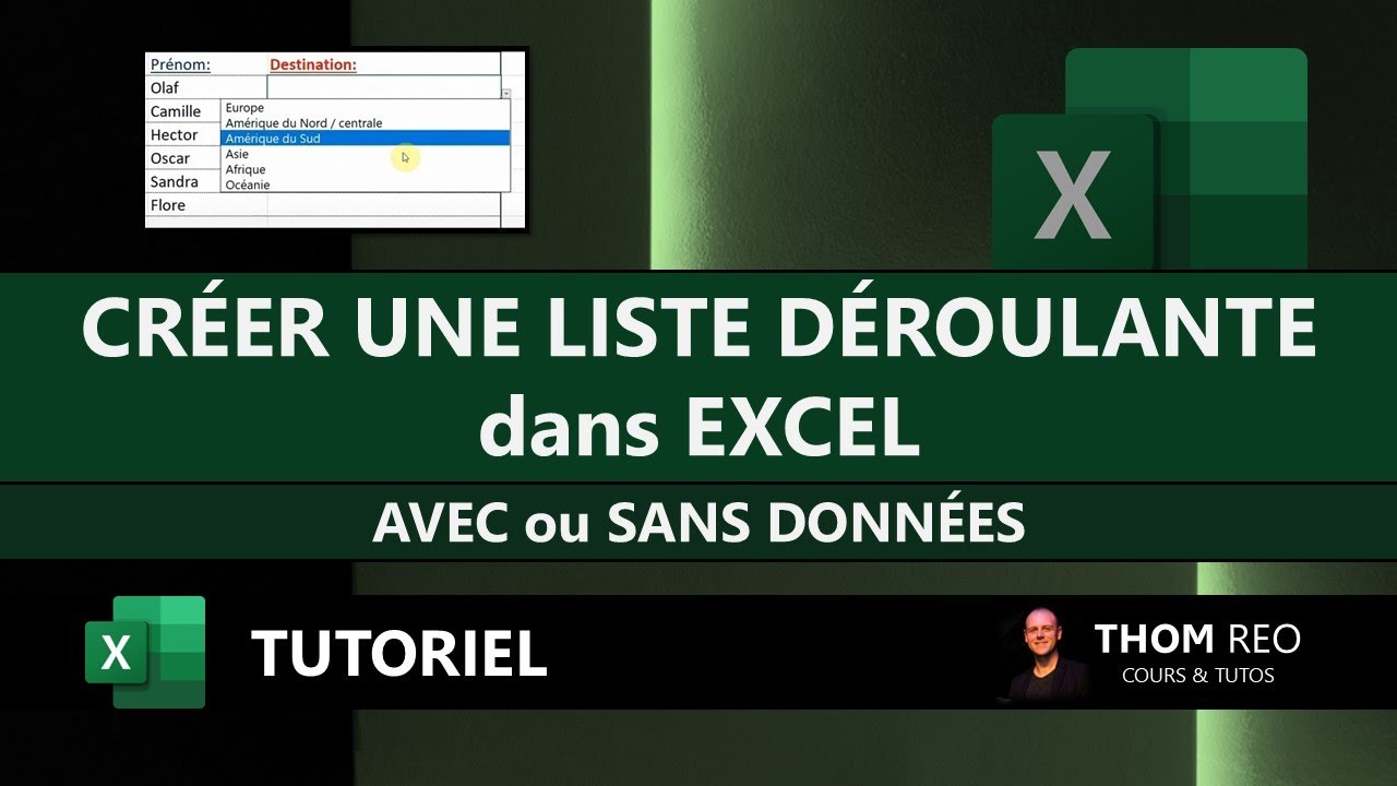 Cr&eacute;er une LISTE D&Eacute;ROULANTE avec EXCEL - Encodage facile / Tutoriel