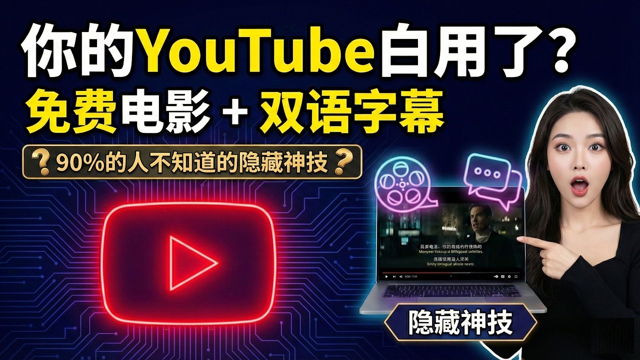 你的YouTube白用了？免费电影 + 双语字幕，90%的人不知道的隐藏神技！