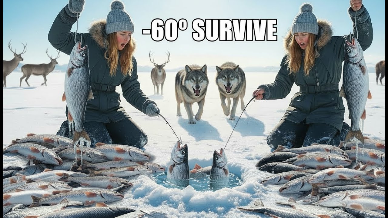 Girl Goes Ice Fishing Alone in −60°C | Extreme Cold | Real Cold Life Survival | Snowfall Skills