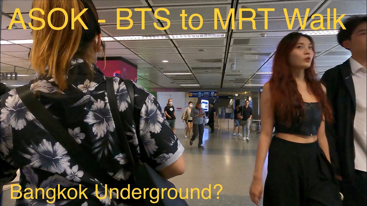 [4K]🇹🇭Bangkok Sky Train & Subway | Walking from Asok BTS to MRT station | Detalis in description