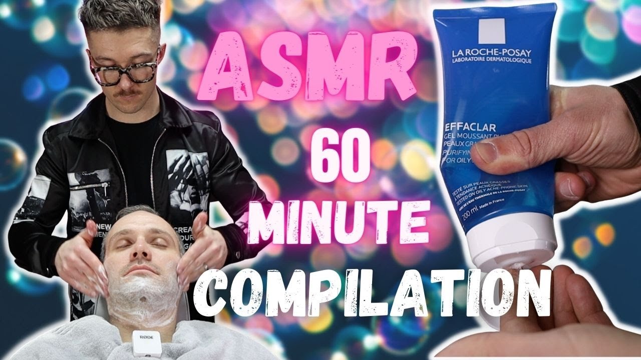 ⚡️1 Hour Relaxing ASMR 😶&zwj;🌫️ Pre Shave Face Wash Compilation 💈