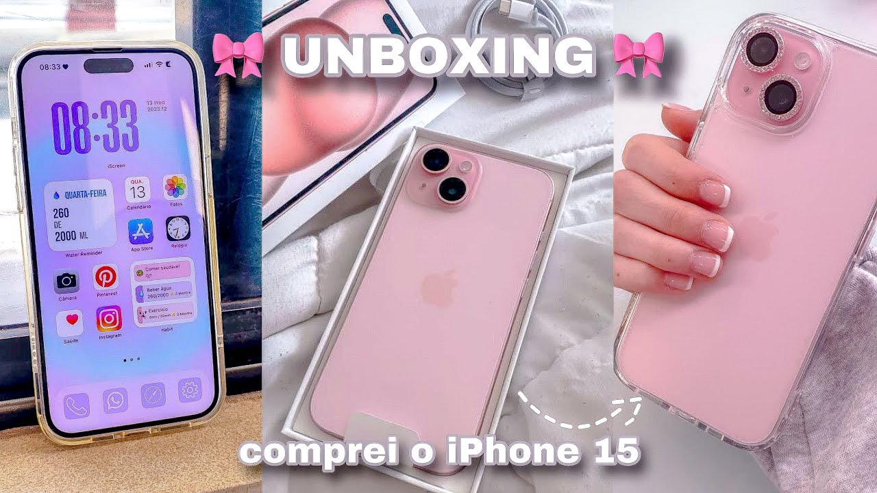 UNBOXING IPHONE 15 ROSA + ORGANIZAÇÃO🎀 comprei o iphone 15 🌸