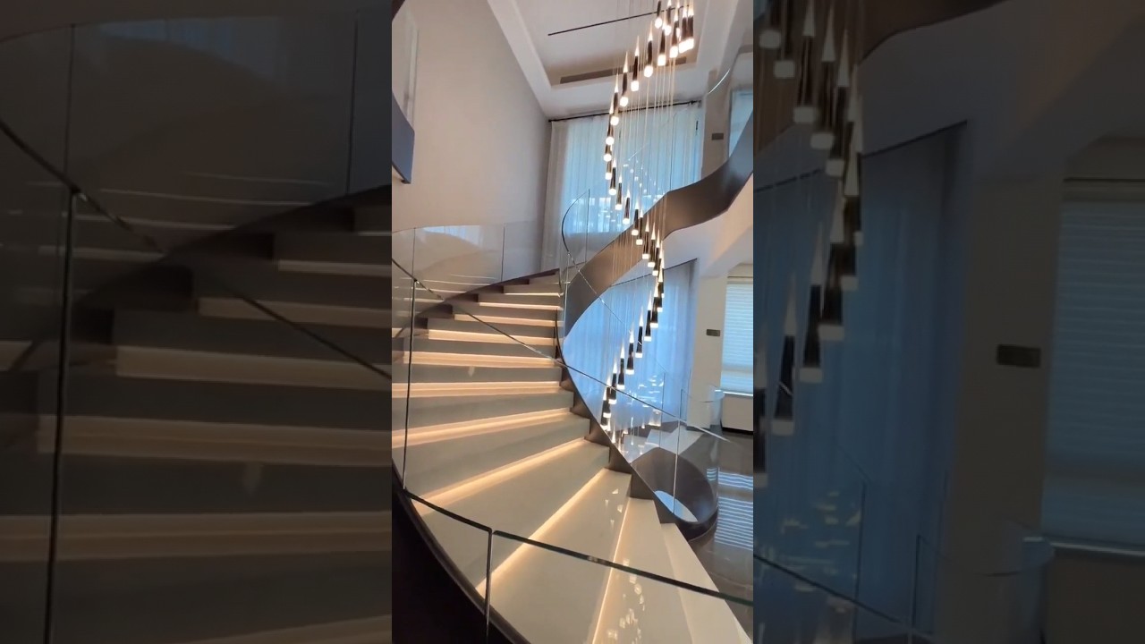 Curved Glass Balustrade Curved Stair #stairs #construction #interiordesign #diy #staircase #light