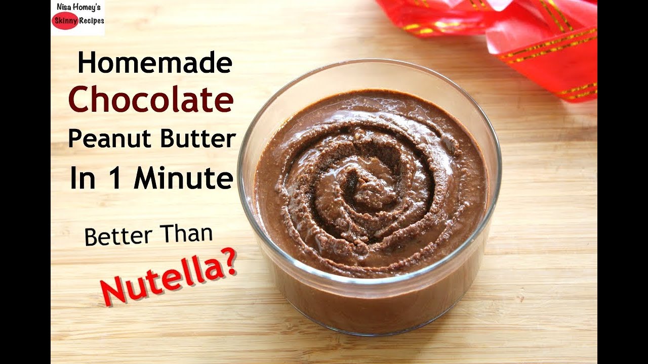 Homemade Chocolate Peanut Butter In 1 minute - How To Make Peanut Butter In Mixie/Mixer Grinder