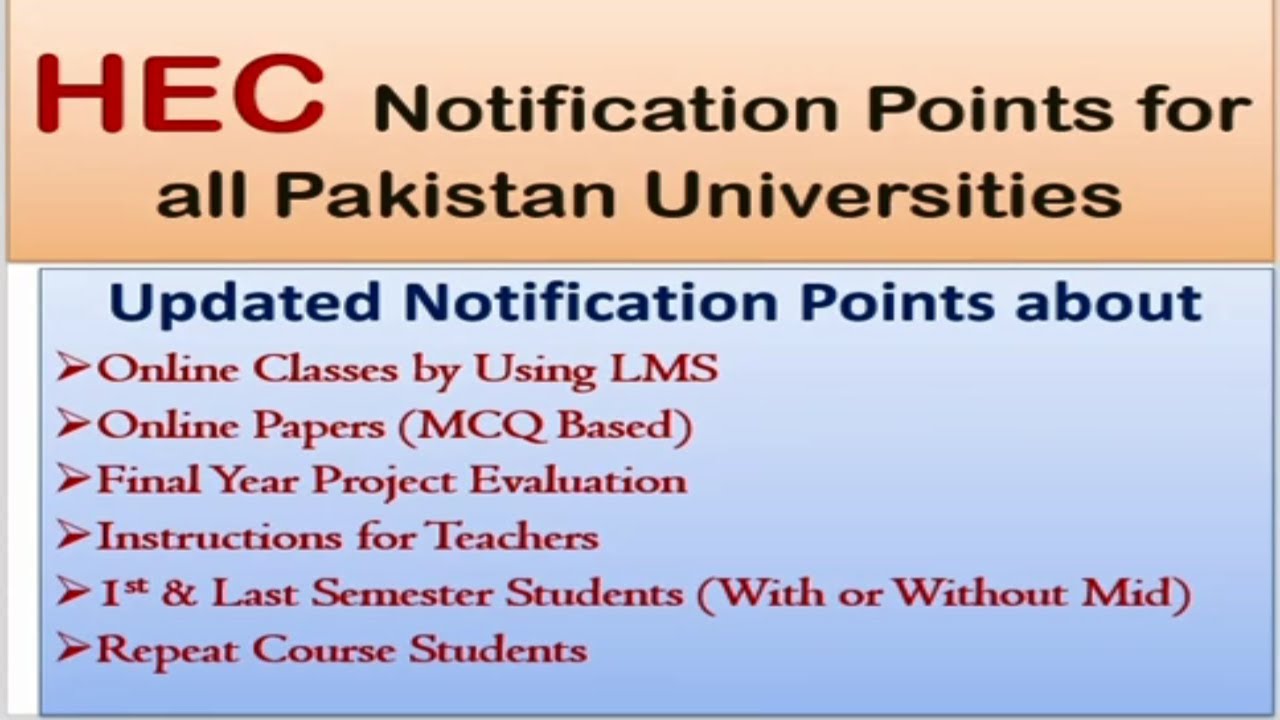 HEC notification points for Universities | Updates | M Ikram Ul Haq
