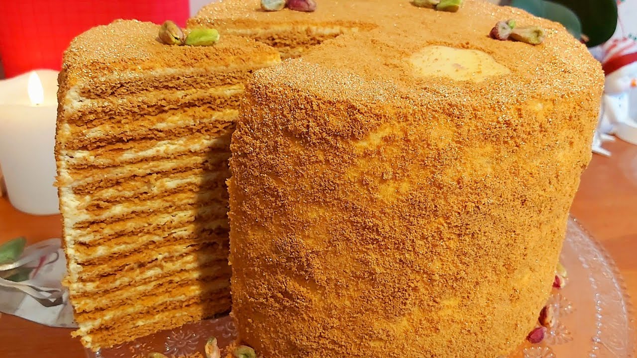 Tort Medovik -Tort rusesc cu miere pas cu pas -Russian honey Cake -Honey caramel cake Marlenka