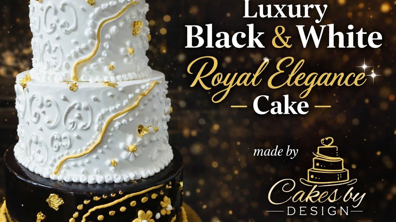 Luxury Black & White Royal Elegance Cake 🥇🎂🖤 #trending #cake #viral #youtubevideo 