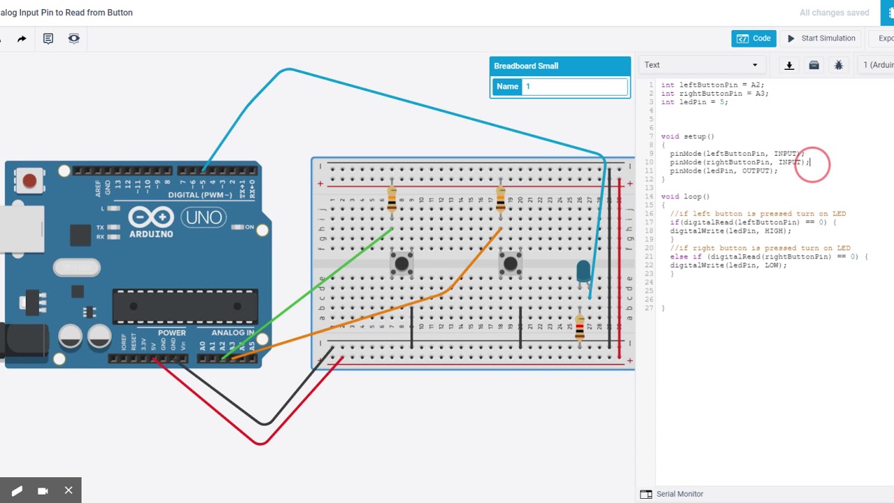 Using Analog Input Pins to Read from Button