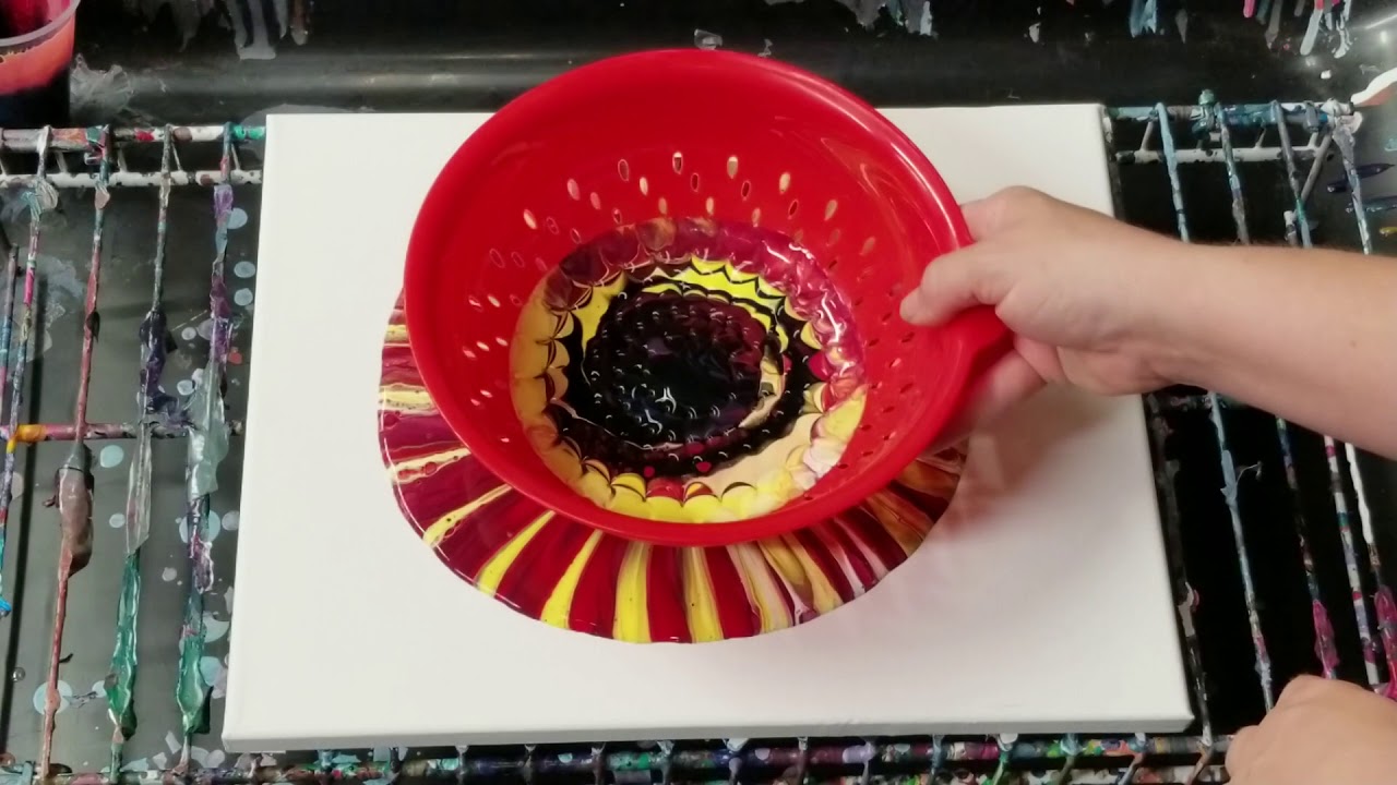 Dirty Acrylic Pour Through a Colander