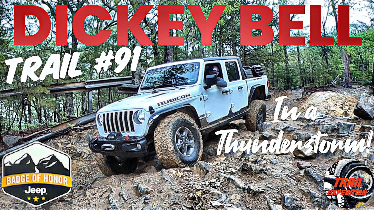 Conquering Dickey Bell Trail #91 Jeep Badge of Honor Trail in our Gladiator during a Thunderstorm!
