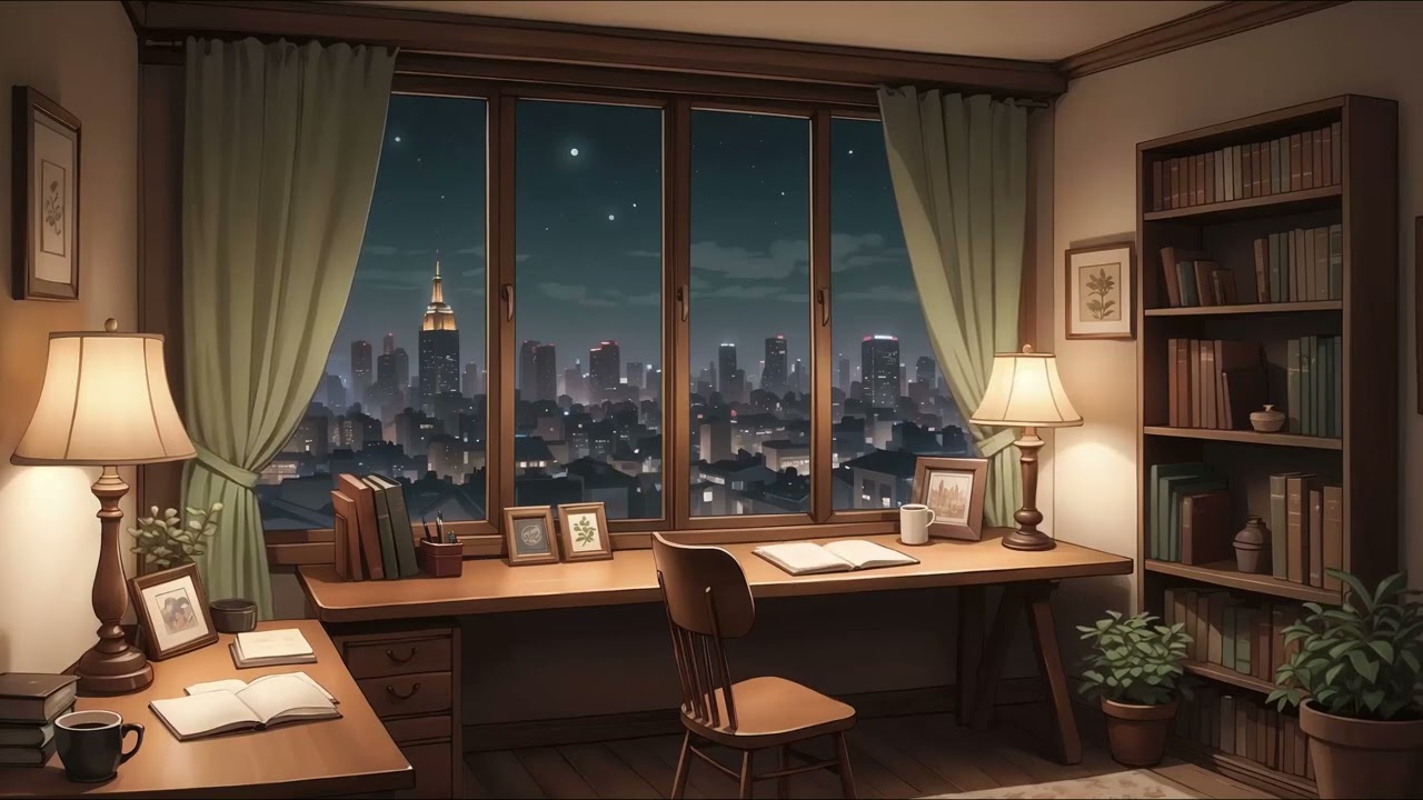 City Night Study Room 🌙 Calm Lofi Beats for Focus & Quiet Work
