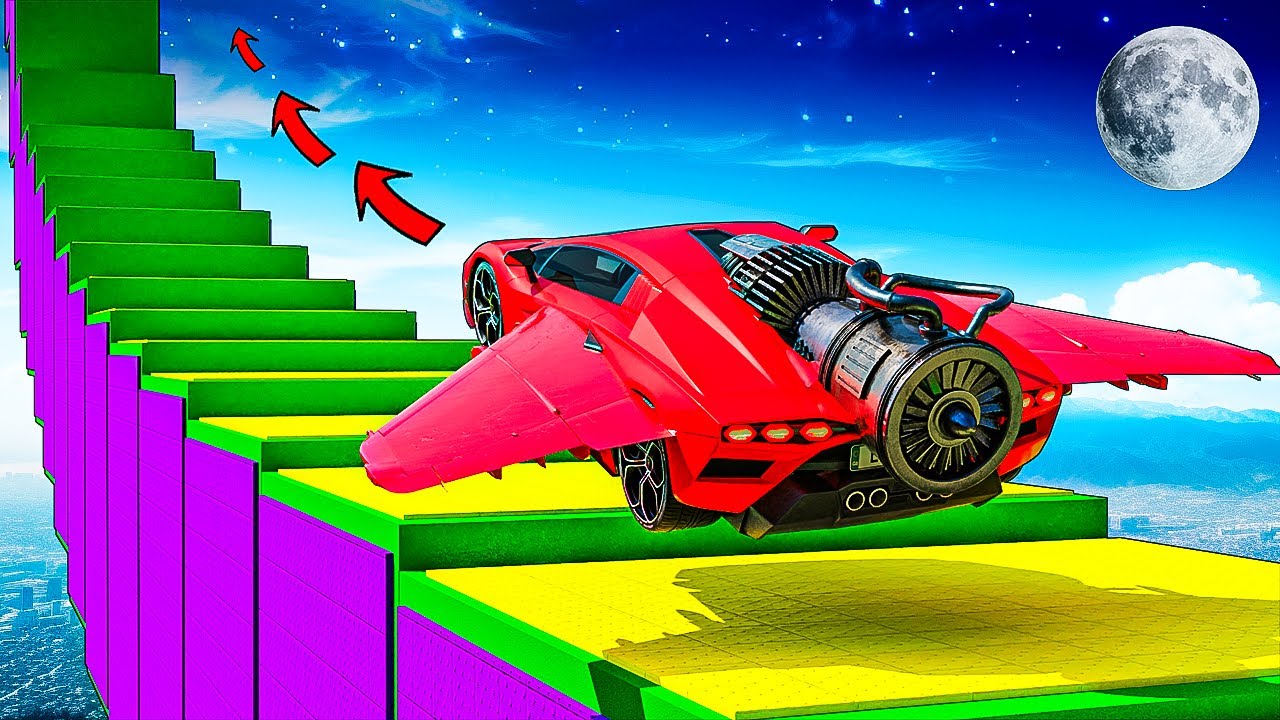 Насколько высоко может подняться по ступенькам машина с крыльями в GTA 5?