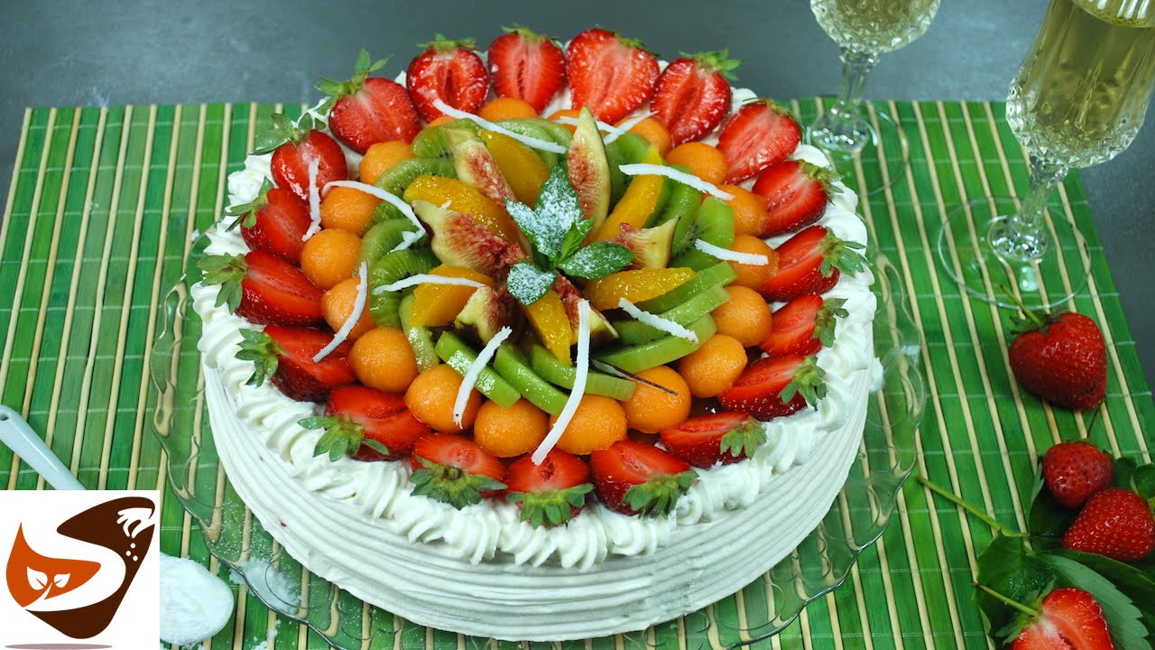 Torta alla frutta : con pan di spagna e crema Chantilly - come decorare una torta (fruit pie)