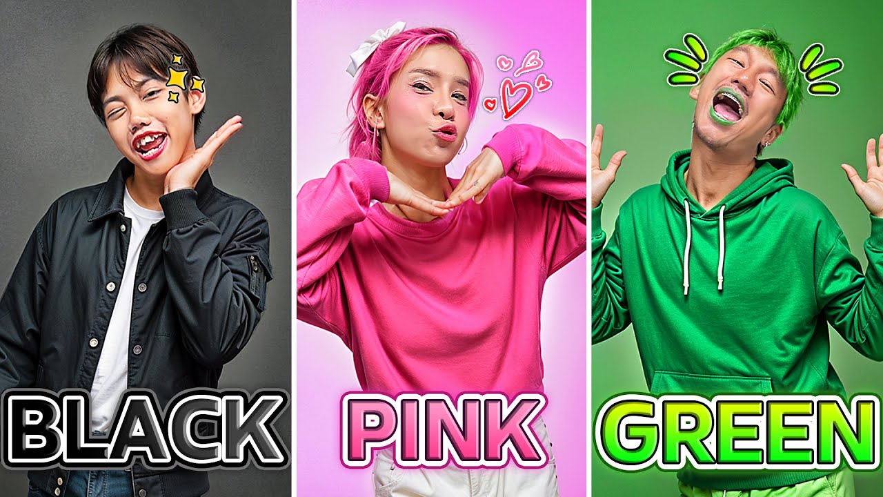 ชาเลนจ์แข่งใช้ชีวิตตามสีช่องตัวเอง 🖤🩷💚 ใครพลาดโดนลงโทษ!! 😵‍💫