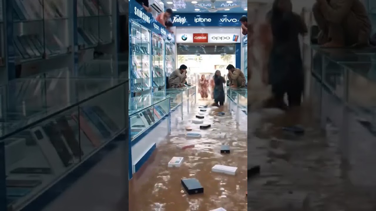 Sialkot Mobile Market in Floods. #sialkot #flood #floodpakistan