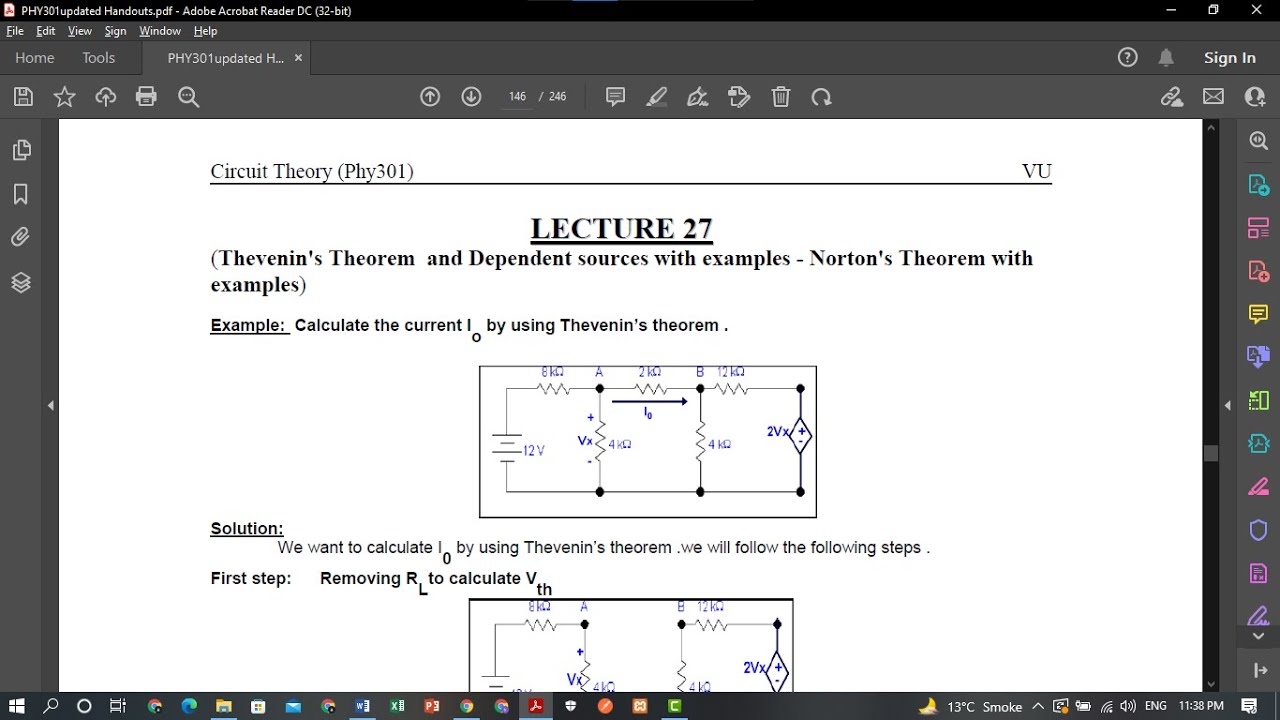 phy301 short lecture no 27 | phy301 lecture 27 | circuit theory | Vu | yousaf sadiq