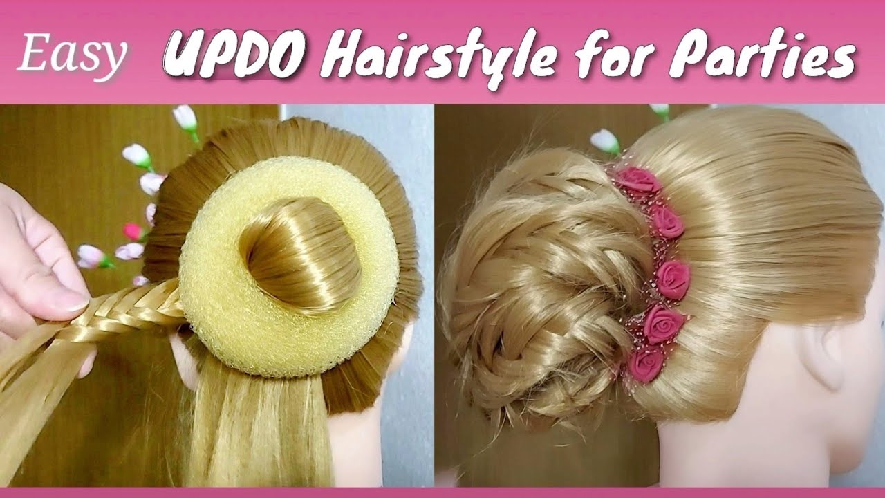 Quick and Easy Updo Hairstyle for Parties | Braided Updo Hairstyle |  Messy Bun | LaBonita Hairstyle
