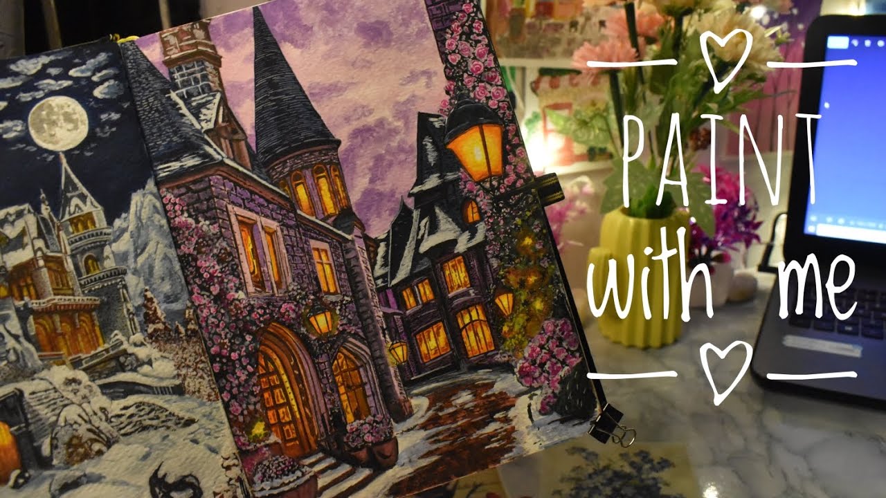 Painting a Magical Fantasy Street | Violet Ember Citadel | Gauche Painting Process