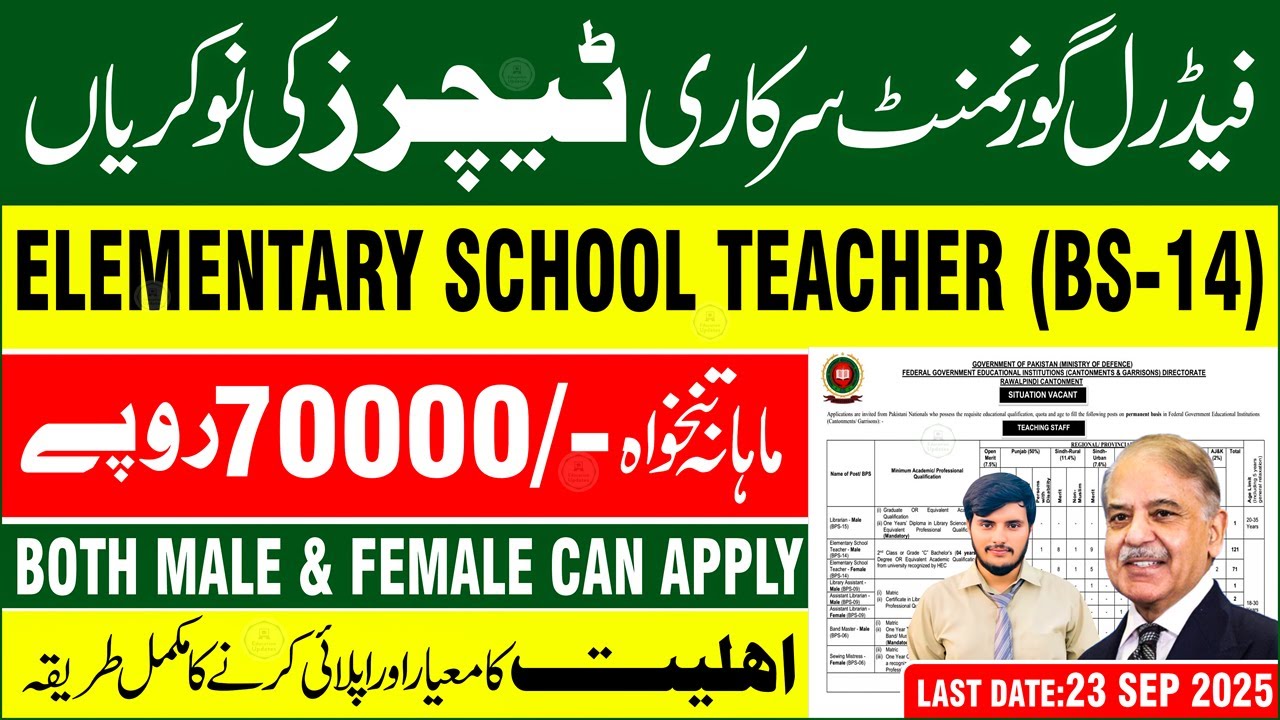 FGEI EST Jobs 2025 Online Apply | Elementary School Teacher Jobs | Salary & Apply Process