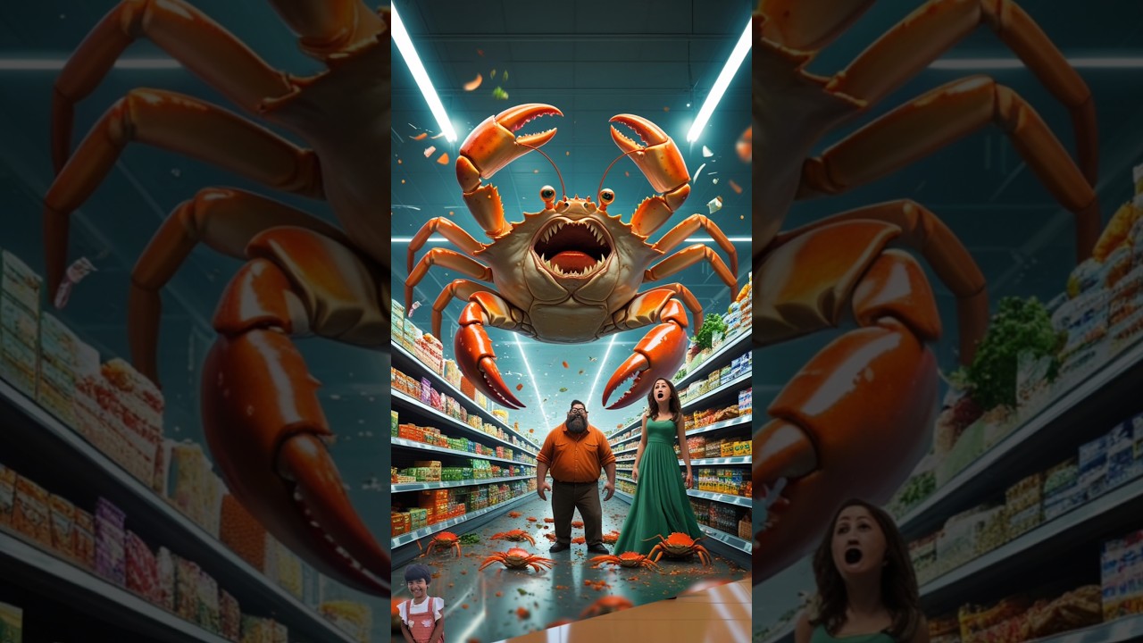 😬 monster crab attack 🤢 on couple at shopping mall ✅ #funny #cat #cuteanimal #shorts #funnyshorts