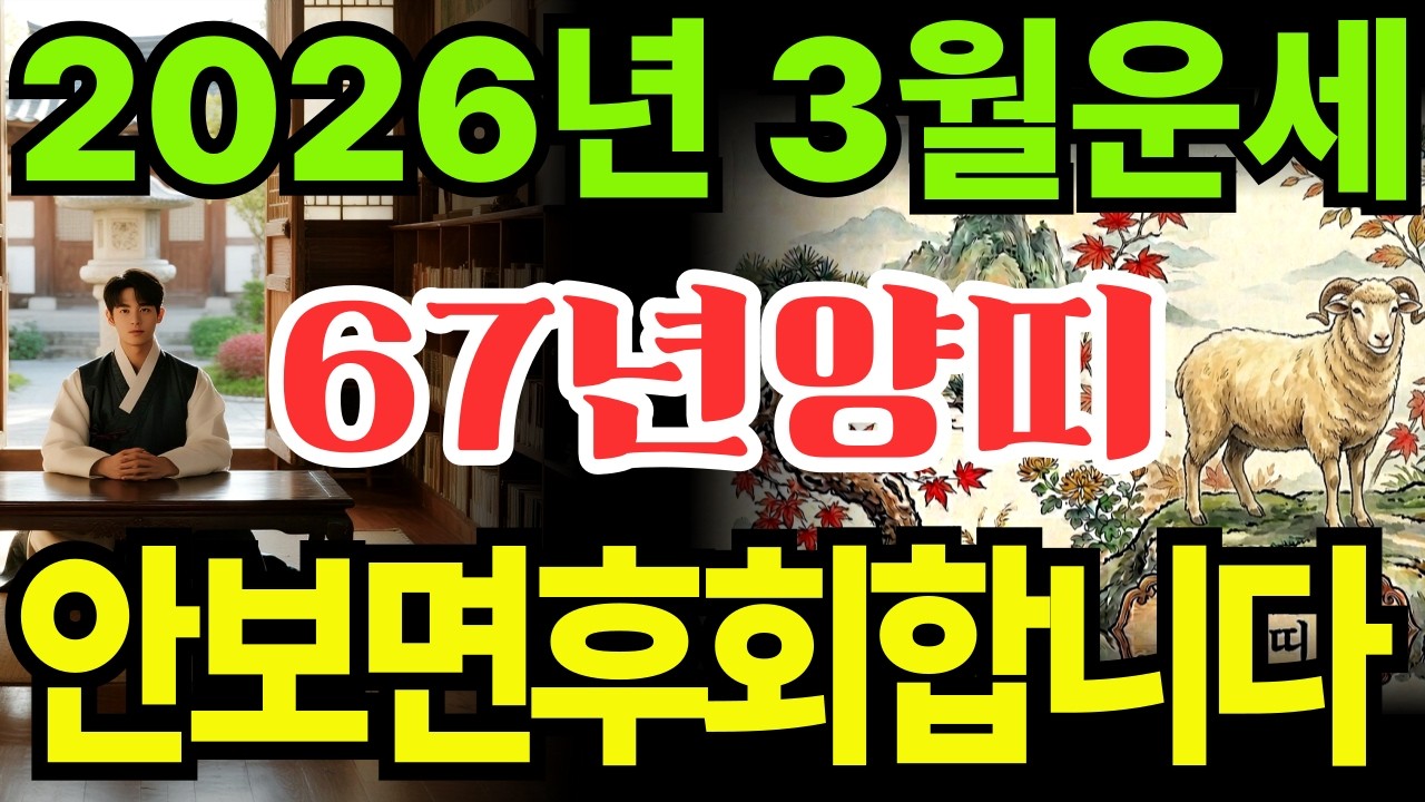 [67년양띠26년3월운세]1967년정미생양띠26년3월운세