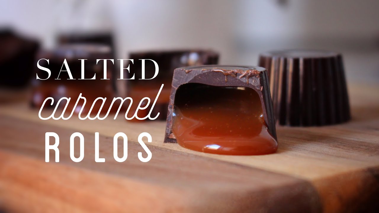 4-Ingredient Salted Caramel Rolos (Choc Bon Bons, w gooey caramel, dairy-free, gluten-free, vegan)