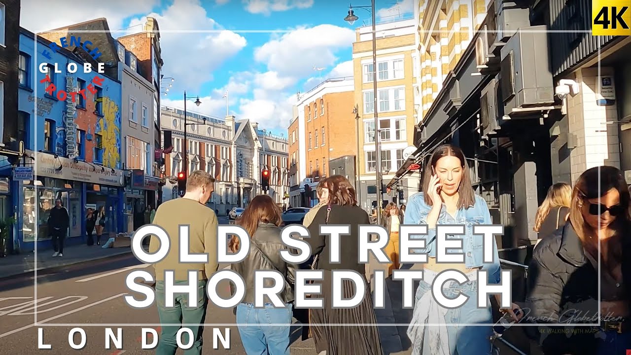 East London Urban Walking Tour 4K🇬🇧 Old Street➜ Shoreditch➜ Brick Lane