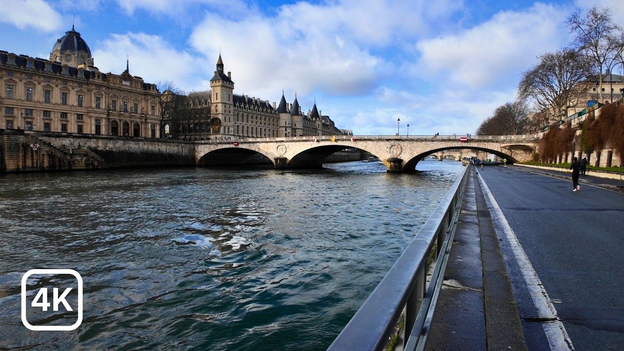 Paris, France 🇫🇷 | 4K Walk Along the Seine — Riverside Walking Tour (Captions, No Music)