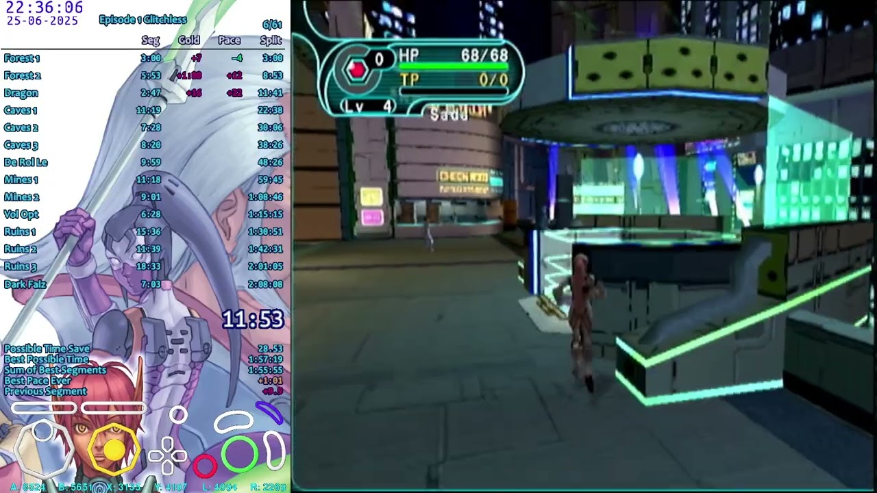 PSO HUcaseal Speedrun 2:04:31 (Episode 1 Glitchless)