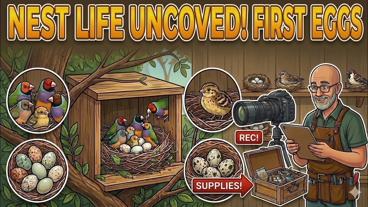 The First Eggs! | Inside the Nest #parrotfinches#breeding#nestcam 