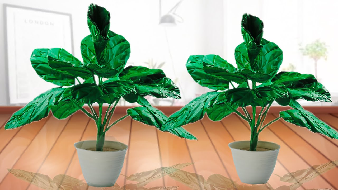 Cara membuat tanaman hias keladi dari plastik kresek tanpa setrika | DIY decoration with plastic